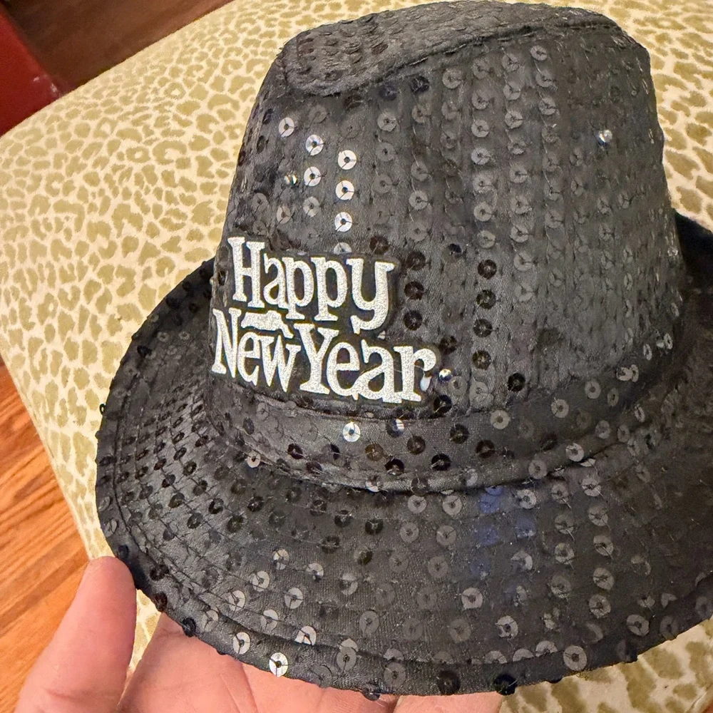 Sequin Black Happy New Year Party Hat